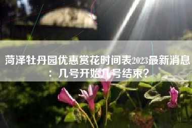 菏泽牡丹园优惠赏花时间表2023最新消息：几号开始几号结束？