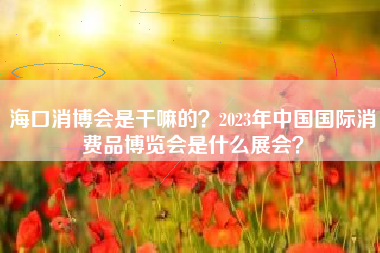 海口消博会是干嘛的？2023年中国国际消费品博览会是什么展会？