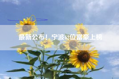 最新公布！宁波62位富豪上榜