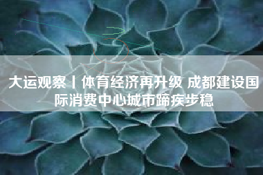 大运观察丨体育经济再升级 成都建设国际消费中心城市蹄疾步稳
