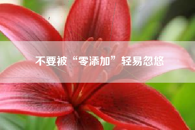 不要被“零添加”轻易忽悠