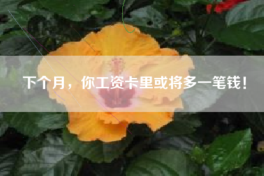 下个月，你工资卡里或将多一笔钱！