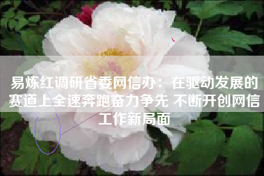 易炼红调研省委网信办：在驱动发展的赛道上全速奔跑奋力争先 不断开创网信工作新局面