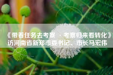 《带着任务去考察 ·考察归来看转化》访河南省新郑市委书记、市长马宏伟