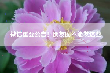 微信重要公告！朋友圈不能发这些