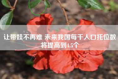 让带娃不再难 未来我国每千人口托位数将提高到4.5个
