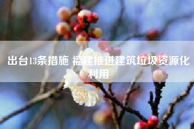 出台13条措施 福建推进建筑垃圾资源化利用