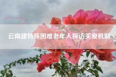 云南建特殊困难老年人探访关爱机制