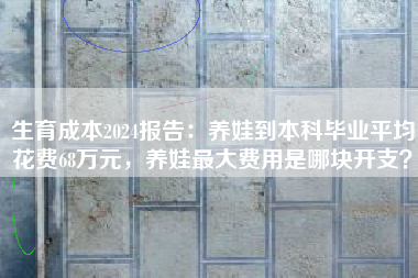 生育成本2024报告：养娃到本科毕业平均花费68万元，养娃最大费用是哪块开支？