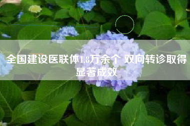 全国建设医联体1.8万余个 双向转诊取得显著成效