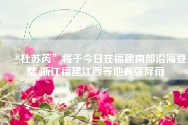 “杜苏芮”将于今日在福建南部沿海登陆 浙江福建江西等地有强降雨
