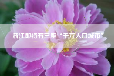 浙江即将有三座“千万人口城市”