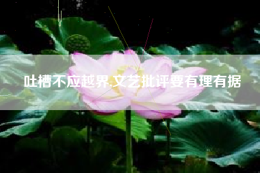 吐槽不应越界,文艺批评要有理有据