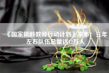《国家银龄教师行动计划》发布：三年左右队伍总量达12万人