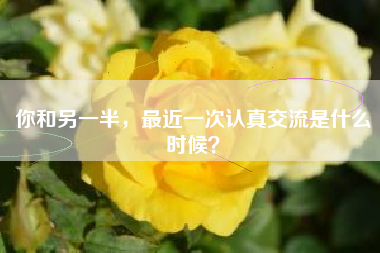 你和另一半,最近一次认真交流是什么时候? 你和另一半,最近一次认真交流是什么时候?